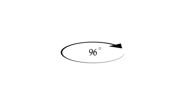 360 Degree Rotating Arrow Animation, Full Circle Direction Symbol, Circular Motion Graphic for Navigation, Movement and Rotation Concept