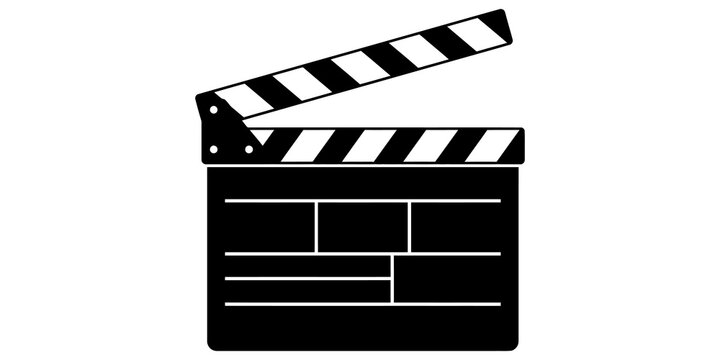 Film clapperboard icon with black color design for movie production house video editing software marketing projects.