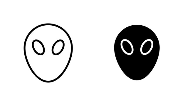 Alien icon flat outline in black