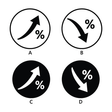 Percentage signs with arrows indicating change or growth
