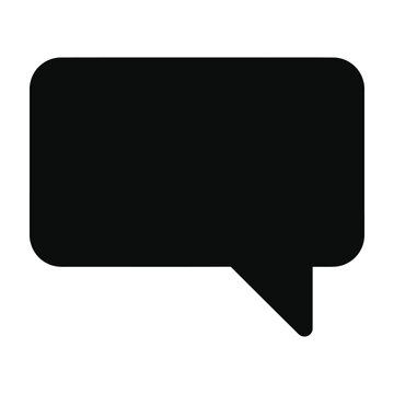 Black speech bubble icon isolated on white background. Simple chat symbol representing communication, messaging, and talking for design.