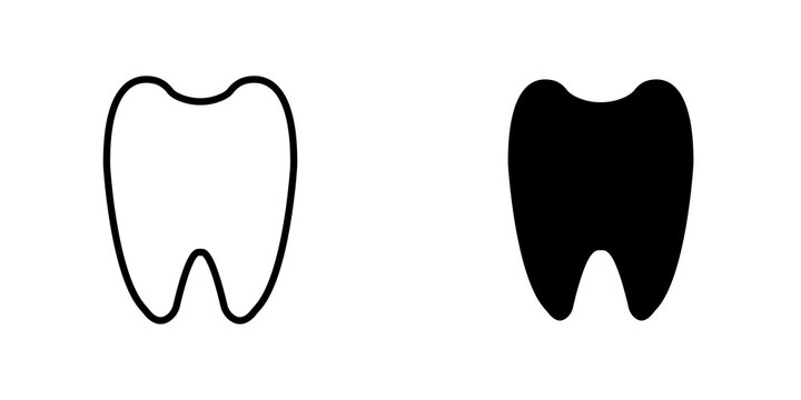 Tooth icon flat outline in black