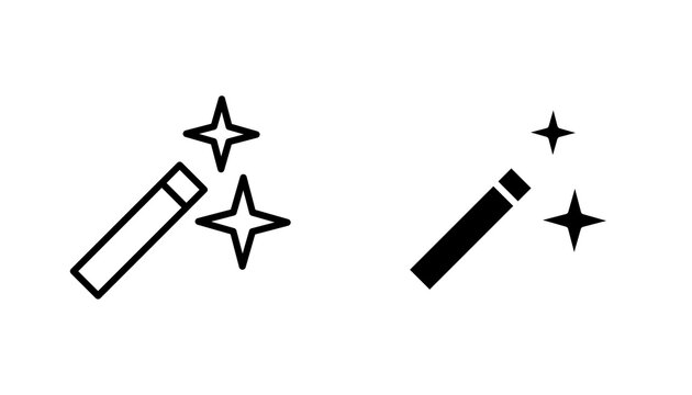 Magic icon flat outline in black