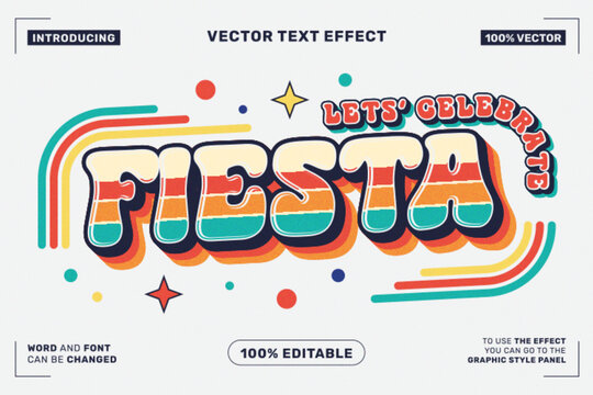Editable Fiesta Retro Cartoon Text Effect for Poster Branding and Celebration Design