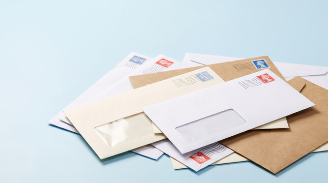Bills paper stack unpaid envelope beside document. Financial bankruptcy debt crisis. overdue invoice payment document statement, expense budget problem stress