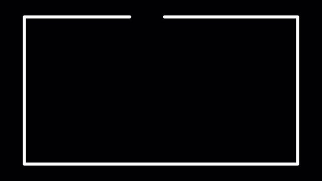 4K animation of the white rectangular frame with alpha channel on a transparent background