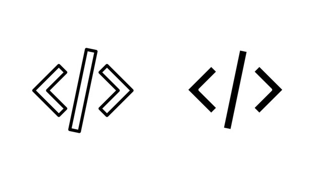 Code icon flat outline in black