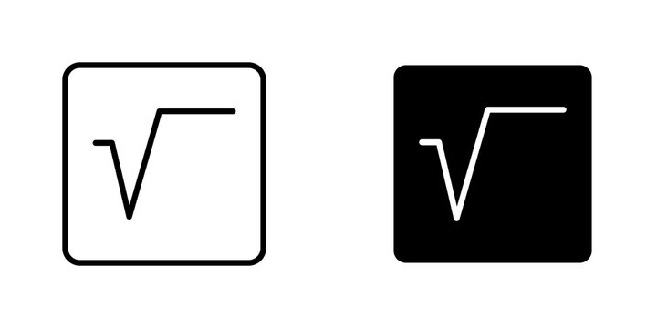 Square root icon flat outline in black