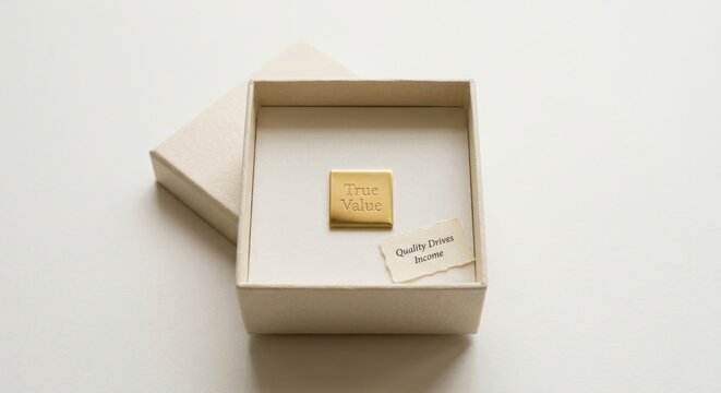 Golden True Value Emblem in Open Box with Quality Drives Income Note