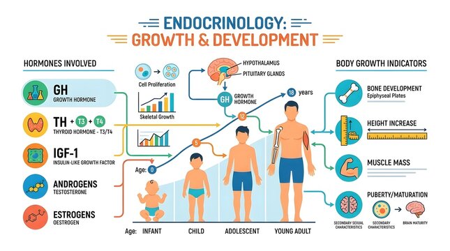 Endocrinology Human Growth Development Hormone Medical Infographic Poster
