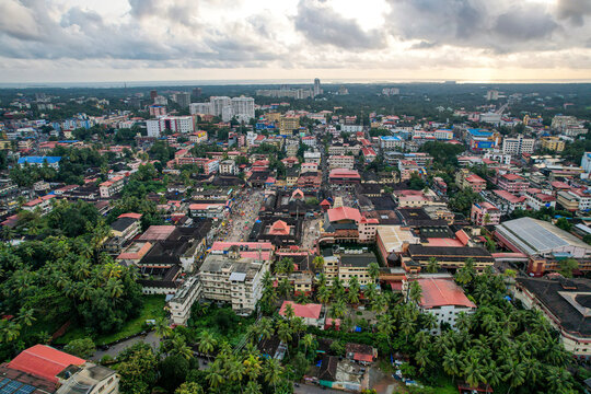 Udupi Shri Krishna Matha, Krishna Mata, Ratha Beedi, Udupi City, Aerial View, Drove View, Udupi, Karnataka