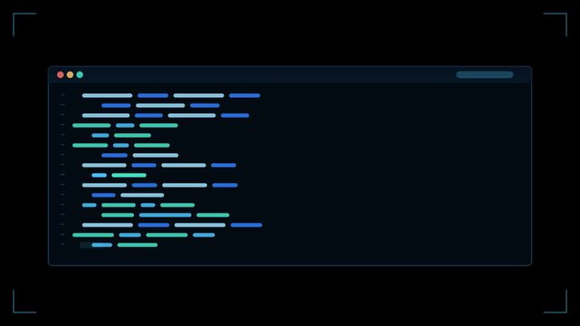 Computer code scrolling on a dark terminal screen, seamless loop