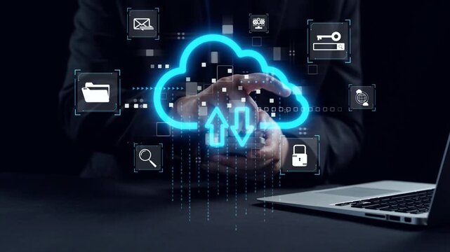 A professional man in a suit uses a smartphone, surrounded by digital chat bubbles and five glowing stars, symbolizing customer reviews and effective communication. Qubit