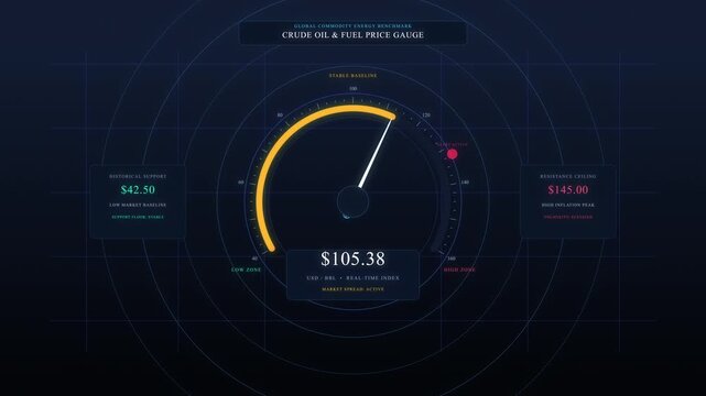 Digital speedometer animation displaying data metrics in dark interface