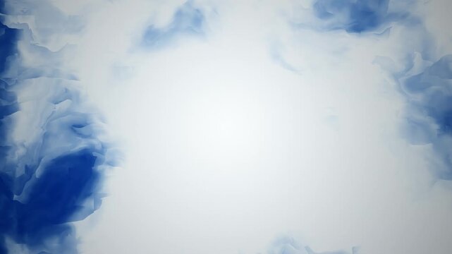 Abstract Blue Ink Diffusion Art on White Background, Dynamic Fluid Smoke Concept