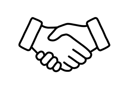 Handshake line icon representing business partnership, agreement, deal, and collaboration