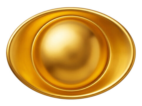 Vibrant Chinese gold sycee ingot viewed from above representing prosperity