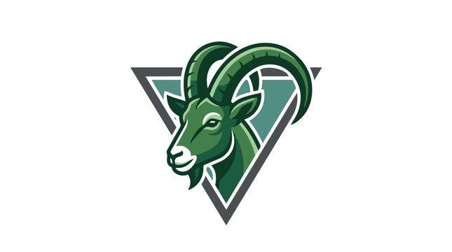 Mountain goat mascot flat vector illustration for sports team branding and gaming logo design isolated on white background