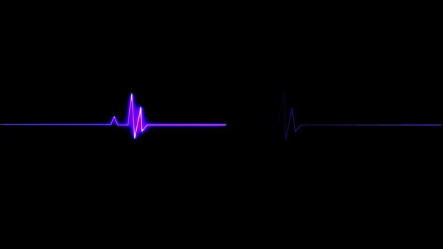 Cardiac arrest on the medical monitor, heart stops beating. Heart beating then hearts deadline on black background. Seamlessly loop footage.