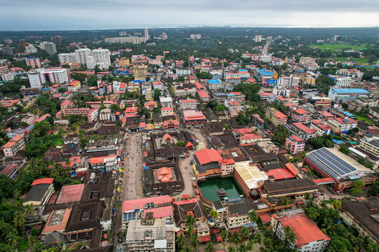 Udupi Shri Krishna Matha, Krishna Mata, Ratha Beedi, Udupi City, Aerial View, Drove View, Udupi, Karnataka