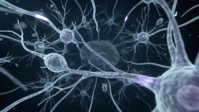 Neurons firing electrical impulses and transmitting signals within the human brain.