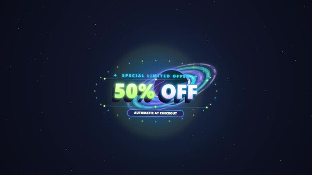 Commercial isometric 2.5D motion graphic of an old price entering orbit around a volumetric black hole, undergoing gravitational tidal distortion and collapsing into the event horizon then explode