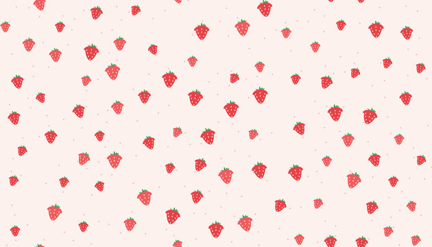 Seamless cute strawberry pattern on soft pink