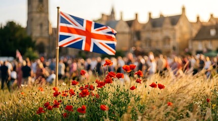 Obraz premium Remembrance day in the united kingdom honoring the fallen reflecting on sacrifice and commemorating veterans with poppies and national pride at parliament