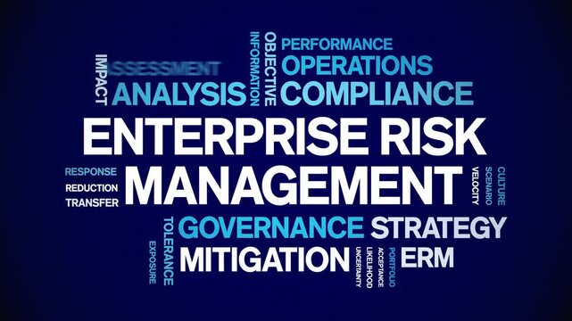 Enterprise Risk Management animated word cloud-animation tag kinetic typography seamless loop.