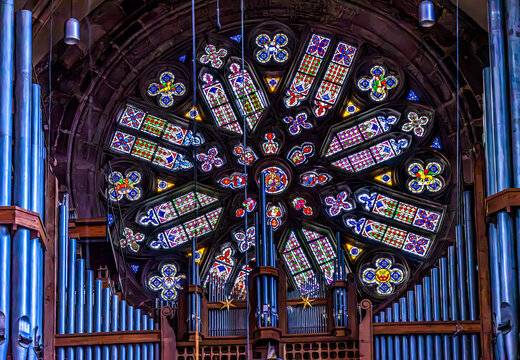 Organ Stained Glass Saint Lorenz Protestant Church Nuremberg Germany