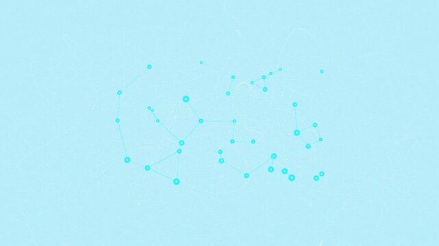 Premium 10-second seamless loop overlay. Raw chaotic data particles dynamically converge into a glowing, structured artificial intelligence neural network before dissolving back into digital dust. Fea