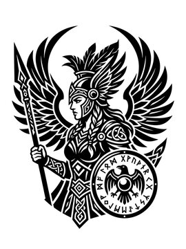 Valkyrie Norse Warrior Female Illustration