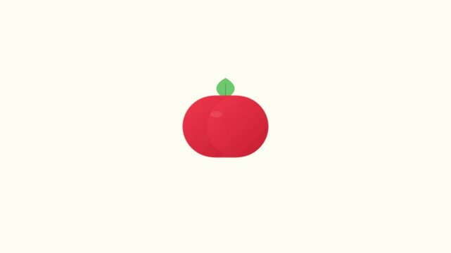 Flat vector animation of red tomatoes merging on cream background
