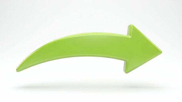 3d glossy green arrow isolated on white background
