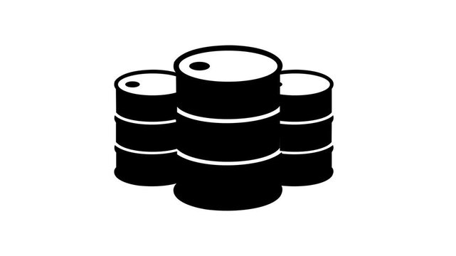 Oil barrel animation, industrial fuel storage symbol, energy industry