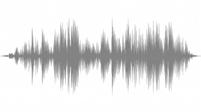 Grey sound wave and audio waveform vector design element isolated on white background