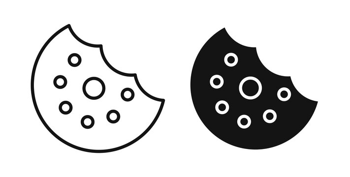 Cookie icon flat outline in black