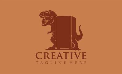 A creative logo featuring a T-Rex dinosaur silhouette integrated with a refrigerator © doane