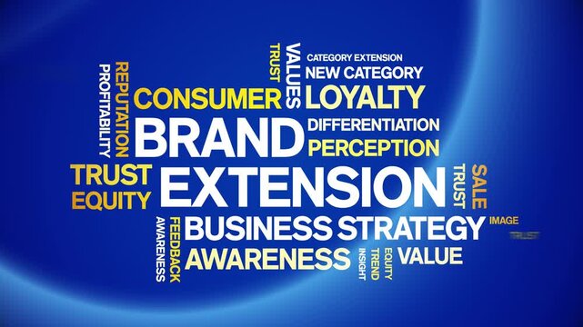 Brand Extension animated word cloud-animation tag kinetic typography seamless loop.