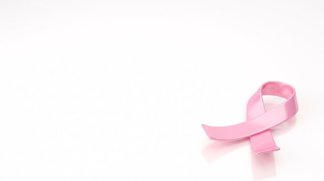 Pink Breast Cancer Awareness Ribbon on White Background