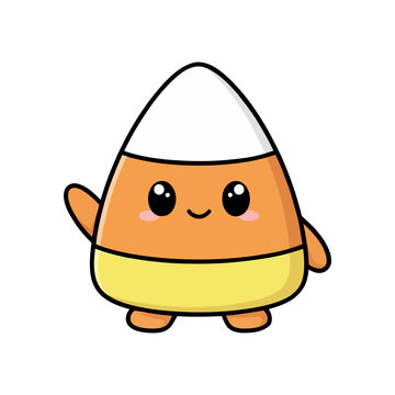 Cute candy corn character waving hello for a fun Halloween