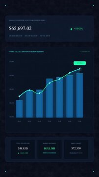 Financial dashboard analytics chart growth business motion graphic