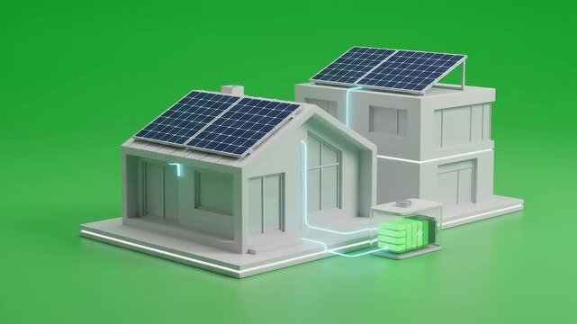 Solar Panels Generating Electricity with smooth motion on green screen