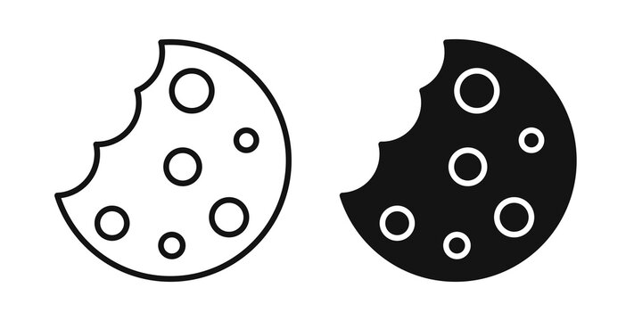 Cookie icon flat outline in black