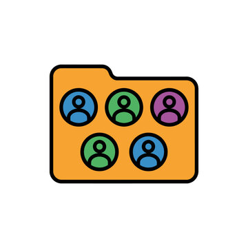 Orange folder icon with multiple user profiles.