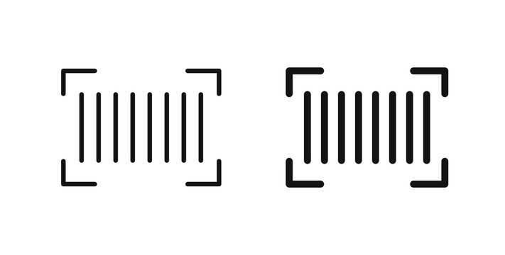 Barcode read icon flat outline in black
