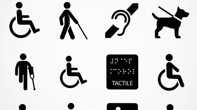 Collection of accessibility and disability symbols icons.