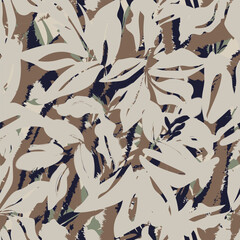 Fototapeta premium Khaki Brushstroke Floral seamless pattern design