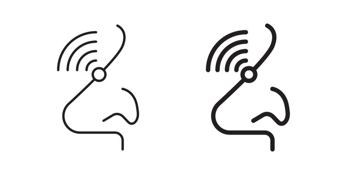 Nose pain icon flat outline in black