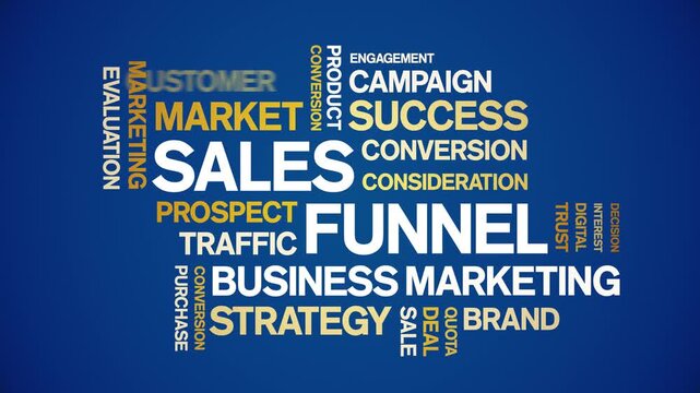 Sales Funnel animated word cloud-animation tag kinetic typography seamless loop.